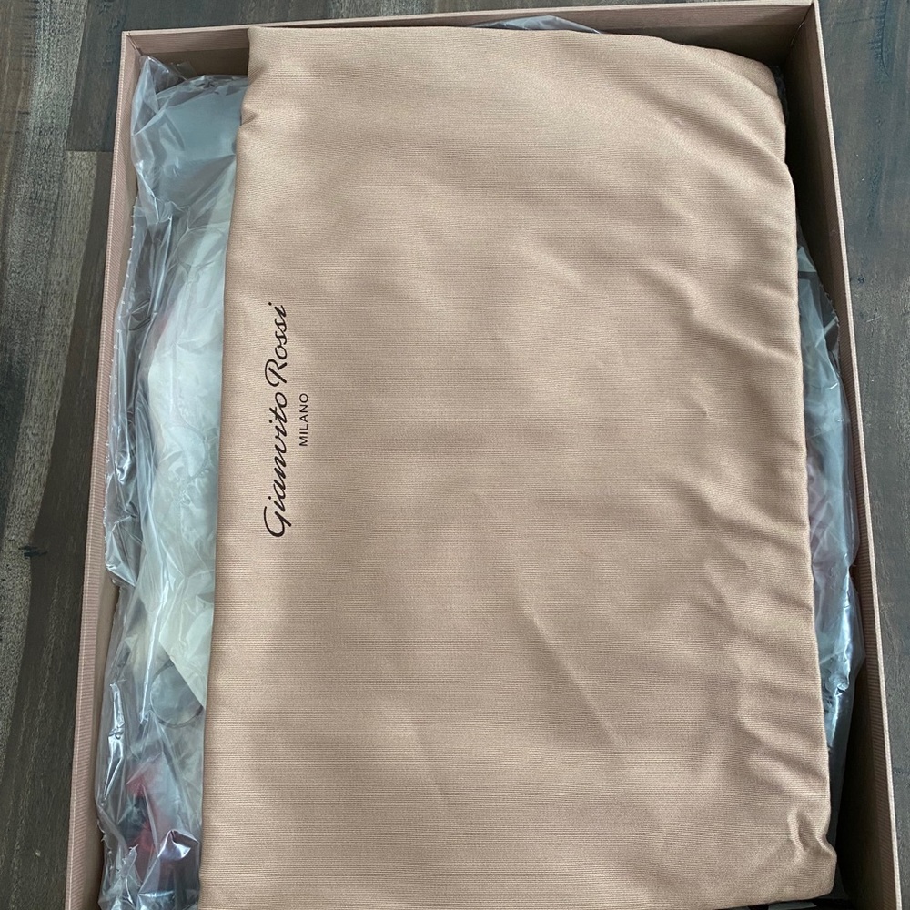 GIANVITO ROSSI STRAPPY SUEDE PEEP TOE PUMPS - Picture 5 of 8